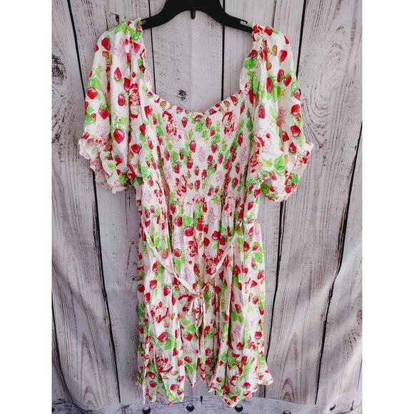 Hot Topic x Strawberry Shortcake NEW Smocked Puff Sleev Ruffle Babydoll Dress 3X - Picture 5 of 11